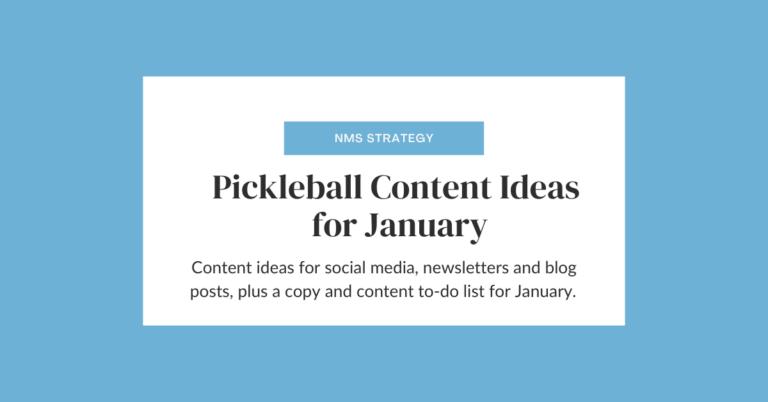 Pickleball Content Ideas for January